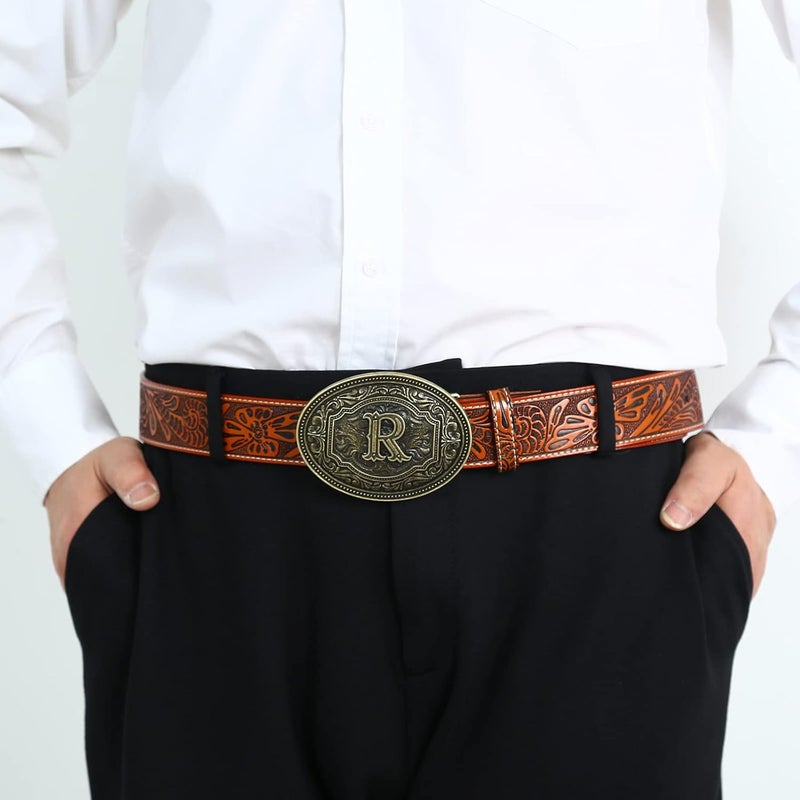 Fibbadet Store Belt Buckles Men Initial Letters A-Z Western Rodeo Cowboy Cowgirl Belt Buckle for Men Boys Halloween Birthday Party - Image 5